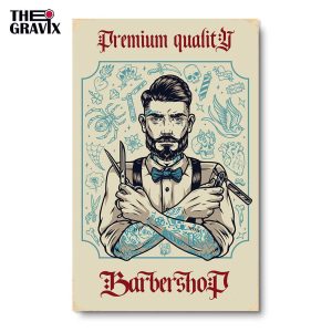 Дерев'яний Постер "Premium Quality Barbershop"