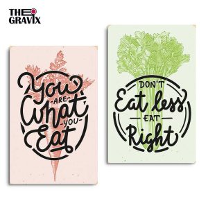 Дерев'яні Постери "You Are What You Eat and Don`t Eat Less - Eat Right" 2 шт