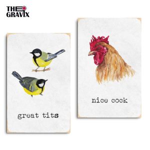 Деревянные Постеры "Great Tits and Nice Cock" 2 шт