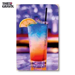 Деревянный Постер "Blue Orange Coctail"