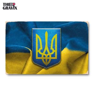 Деревянный Постер "Флаг Украины"