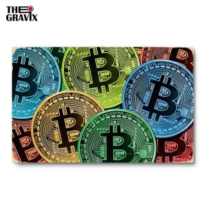 Деревянный Постер "Биткоины Цветные"