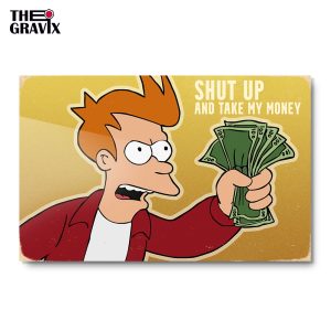 Деревянный Постер "Simpsons - Shut Up and Take My Money"