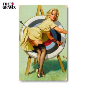 Деревянный Постер "Pin Up В Яблочко"