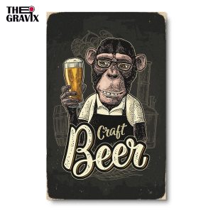 Wooden Poster "Craft Beer Monkey"