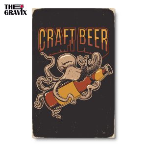 Wooden Poster "Craft Beer Octopus"