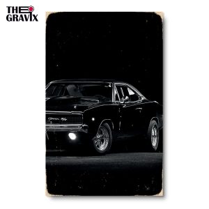 Wooden Poster "Dodge Charger 1968-2"