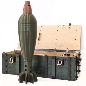 Wooden 3D Constructor "Box with a plastic model of a 82 mm mine" 337 parts 39 cm (04137)