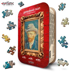 Wooden puzzle "Van Gogh's Self-Portrait" in a luxurious wooden box