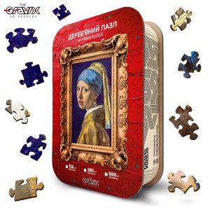 Wooden puzzle "Girl with a pearl earring" in a luxurious wooden box
