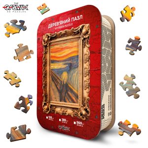 Wooden puzzle "The Scream" by Edvard Munch in a luxurious wooden box