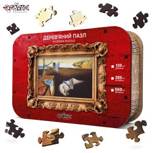 Wooden puzzle "The Persistence of Memory" by Salvador Dali in a luxurious wooden box