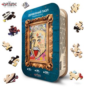 Wooden puzzle "Albert Einstein Pop Art" in a luxurious wooden box