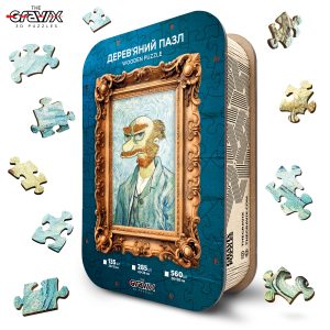 Wooden puzzle "Gardener Willie in Van Gogh style" in a luxurious wooden box