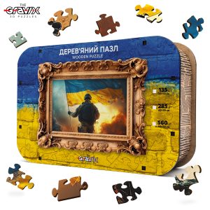 Деревянный пазл “Флаг несокрушимости” в подарочной коробке