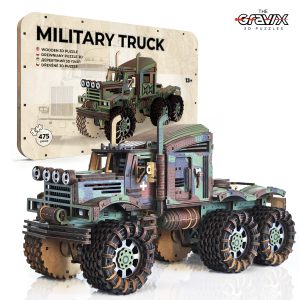 Деревянный 3D Конструктор "Военный Тягач" 475 деталей 35 см (04486)